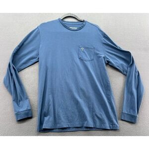 Birddogs Shirt Mens Long Sleeve Pocket T-Shirt Blue Cotton Blend Logo Size Large
